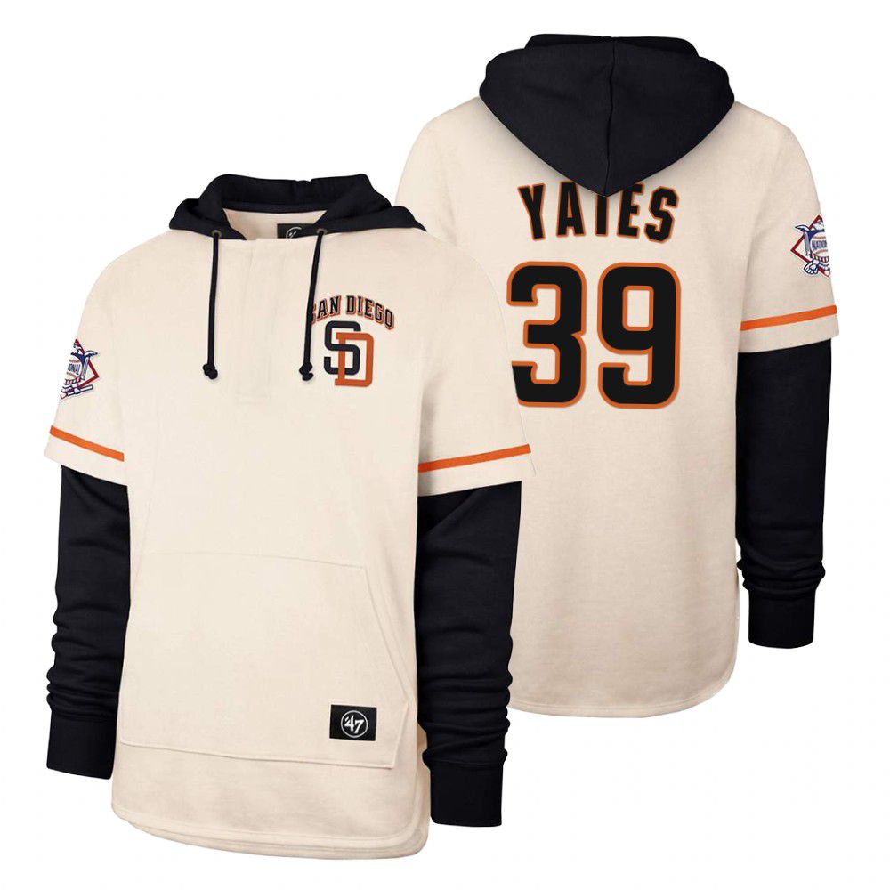 Men San Diego Padres #39 Yaies Cream 2021 Pullover Hoodie MLB Jersey